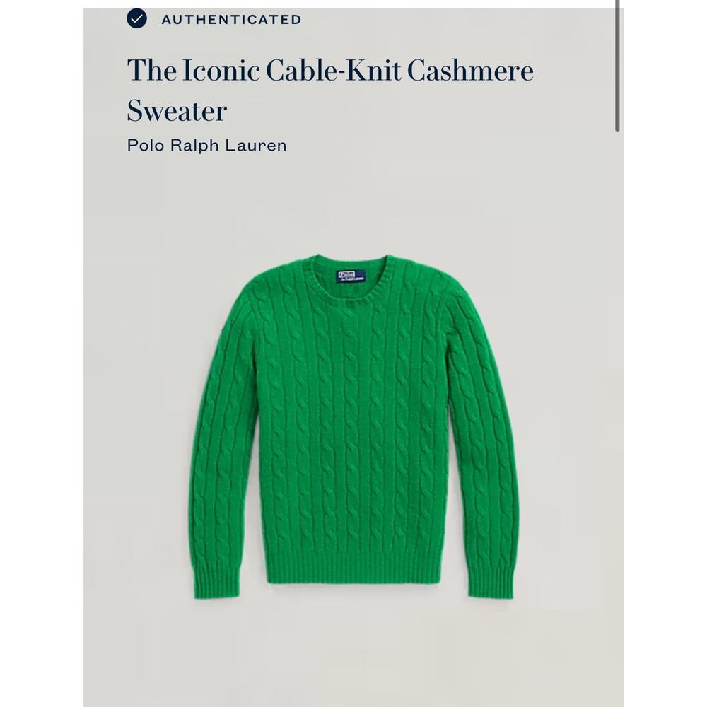 Polo Ralph Lauren Iconic Cable Knit Cashmere Sweater XL Blue Label $498 NWT - Picture 7 of 11